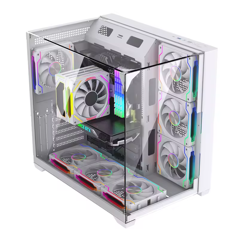 White PC Case Chassis Full Tow - مراجعة Pc Case Fan وسعره