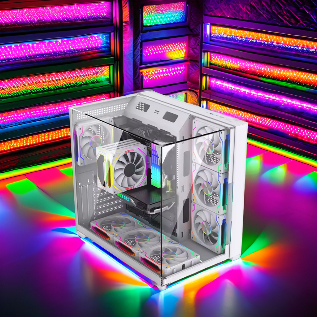White PC Case Chassis Full Tow - مراجعة Pc Case Fan وسعره