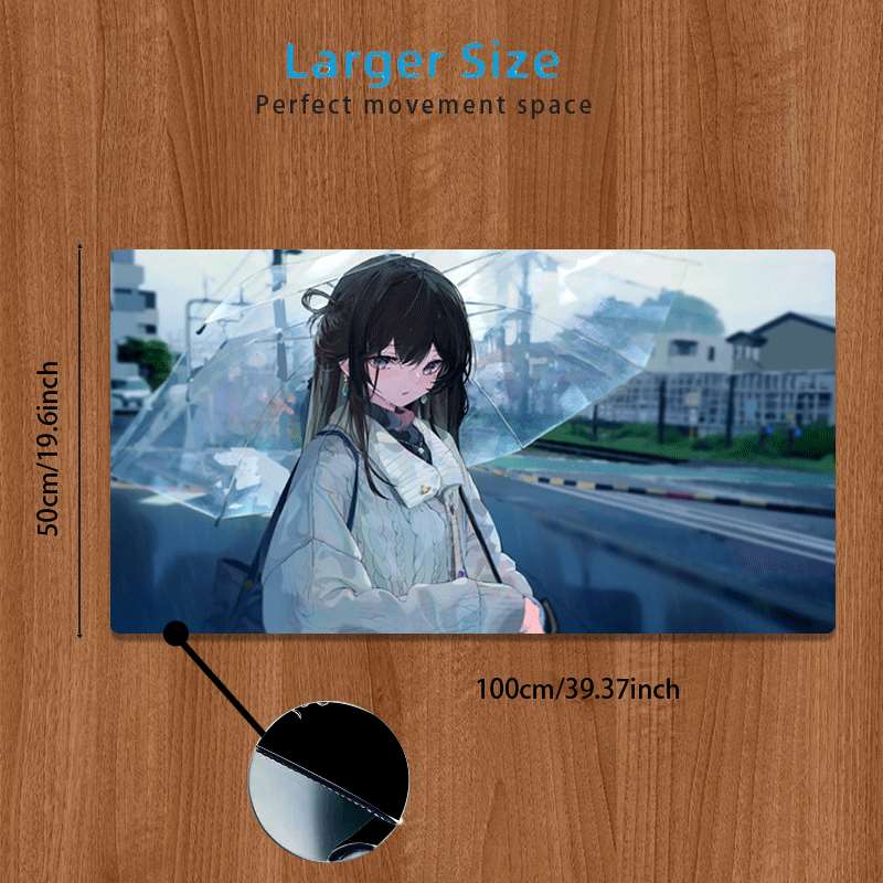900x400mm Rainy City Anime Gir - مراجعة Pc Gaming Umbrella وسعره
