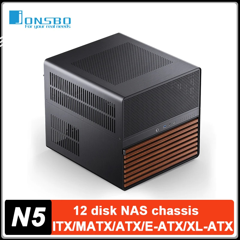 JONSBO N5 Black NAS Case 12 Ha - مراجعة Atx Power Supply وسعره